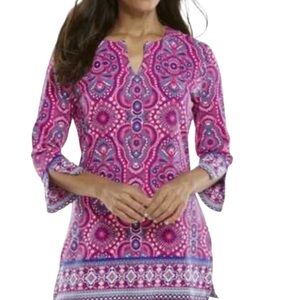 Coolibar Women’s Sz M St. Lucia Tunic Top UPF+50 Stretch Cotton 3/4 Sleeve